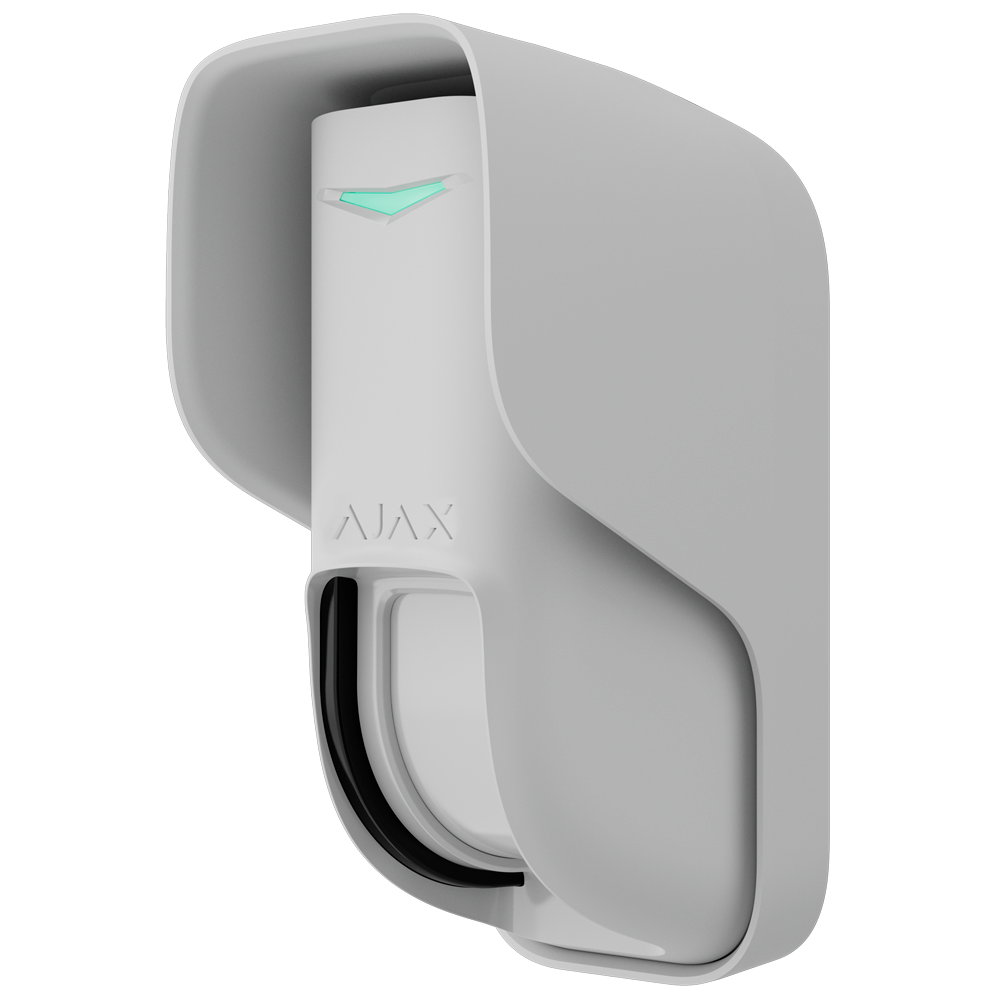 AJAX
 Détecteur type rideau extérieur IP55
 Type de rideau double PIR avec capteur micro-ondes en bande K (24 GHz)
 Jeweller sans fil 868 MHz
 Certificat Grade 2
 Plage de détection 8~12 m / Antimasquage
 Portée en espace ouvert 1700 m
 Alimentation : 2 p - Ajax | Ref: AJ-CURTAINOUTDOOR-W
