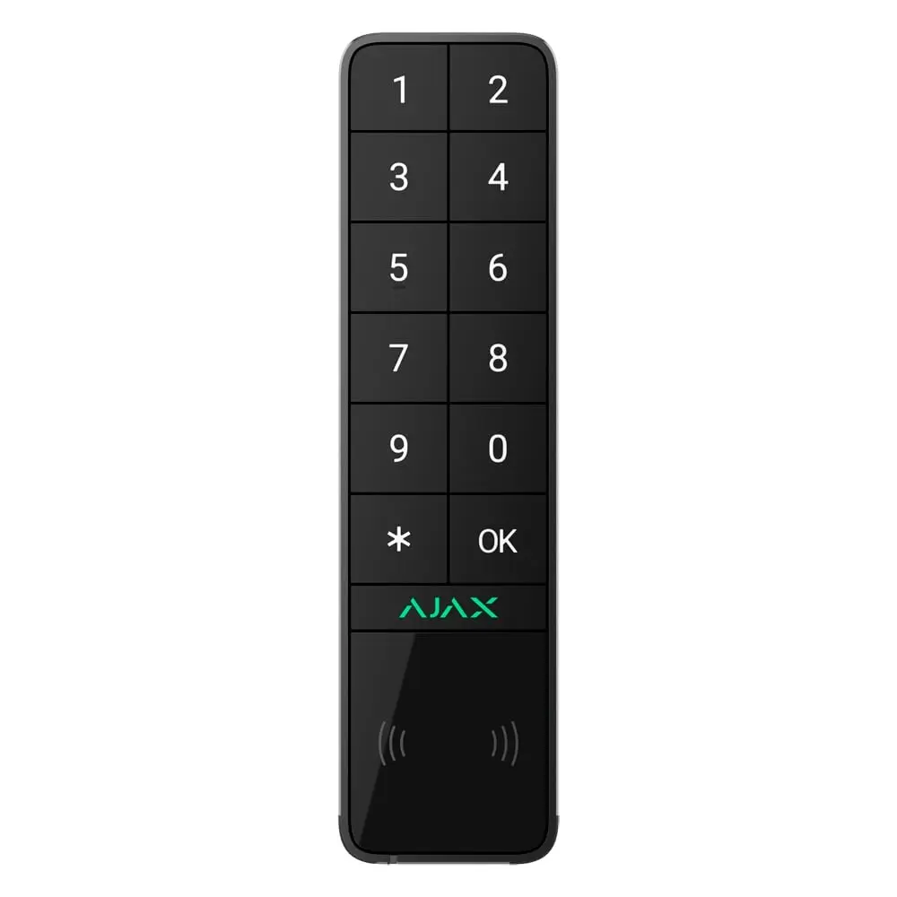 Clavier extérieur Ajax IP66/IK08 avec lecteur RFID
Authentification: codes, lecteur RFID ou Bluetooth
Contrôle des scénarios d'automatisation
Indication sonore et par LED - Ajax | Ref: AJ-KEYPADOUTDOOR-B
