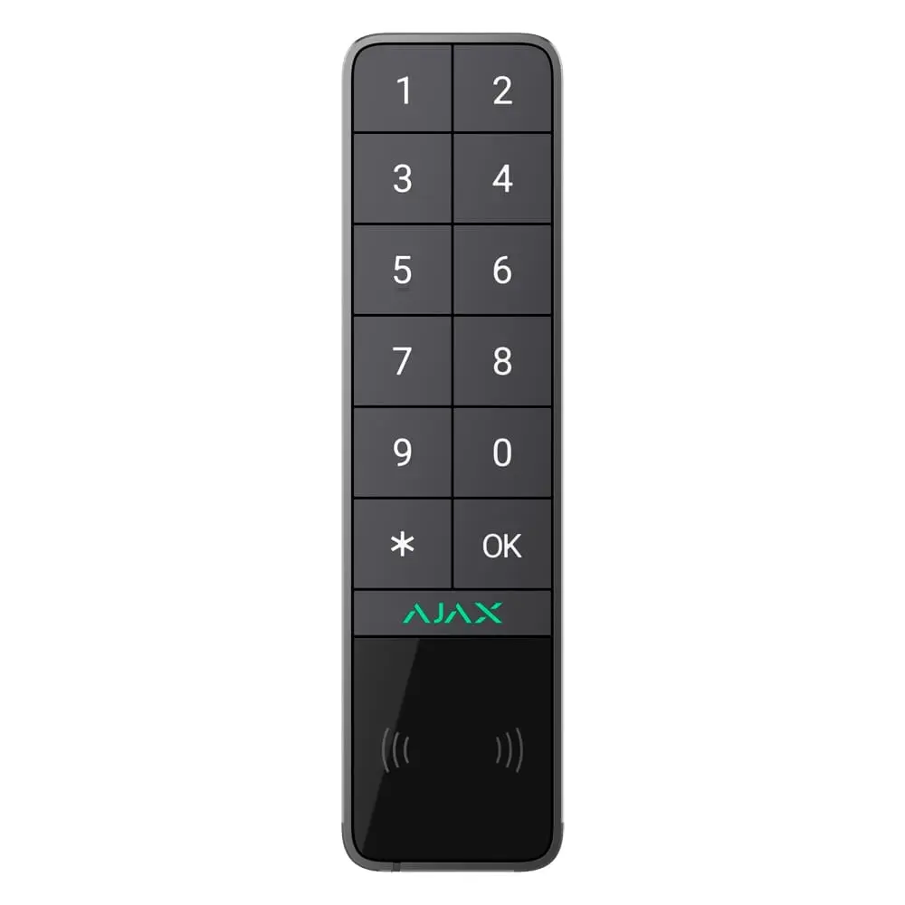 Clavier extérieur Ajax IP66/IK08 avec lecteur RFID
Authentification: codes, lecteur RFID ou Bluetooth
Contrôle des scénarios d'automatisation
Indication sonore et par LED - Ajax | Ref: AJ-KEYPADOUTDOOR-GRA