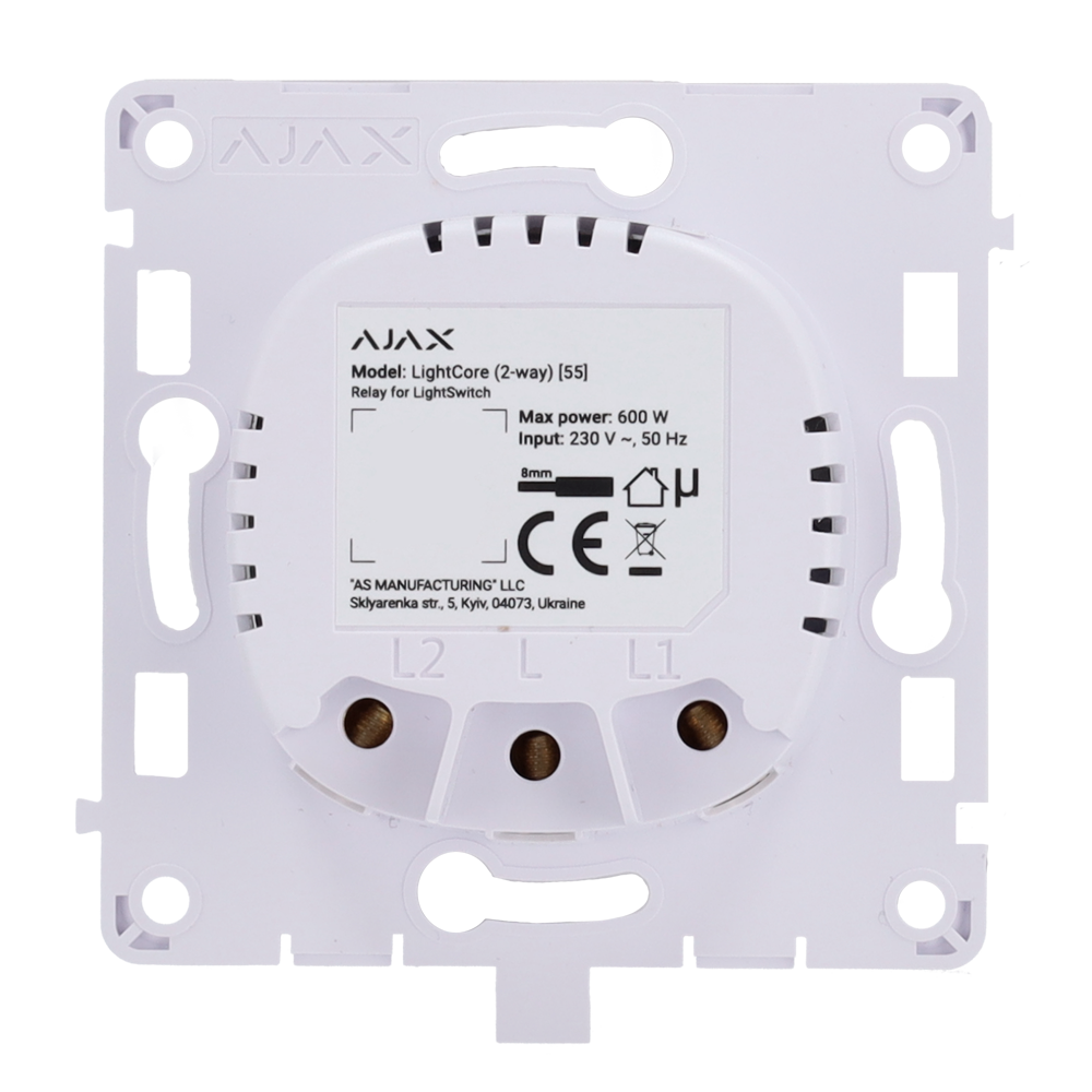 interrupteur d'éclairage intelligent va-et-vient  Sans fil 868 MHz Jeweller  Portée de communication - Ajax | Ref: AJ-LIGHTCORE-2W
